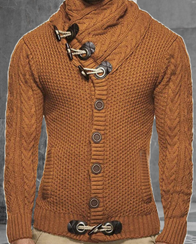 Men's Fashion Plain Single-Breasted Sweater Jacket