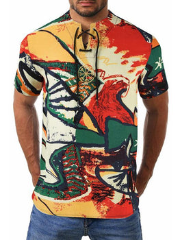 Men's Multicolor Embroidery Printed Shirt