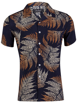 Fashion Mens Casual Short-Sleeved Floral Shirt