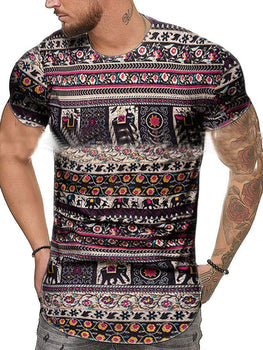 Mens Casual Short Sleeve Printed T-Shirt