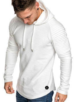 MENSCASE - Men's plain long sleeve hooded sweatshirt