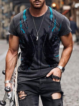 Mens Stylish Round-necked Short-sleeved Printed T-shirt