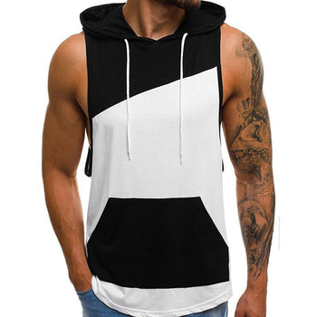 Men‘s Solid Color Sleeveless Hooded Vest