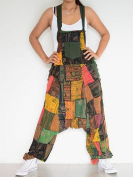 Color Block Print Loose Casual Jumpsuit