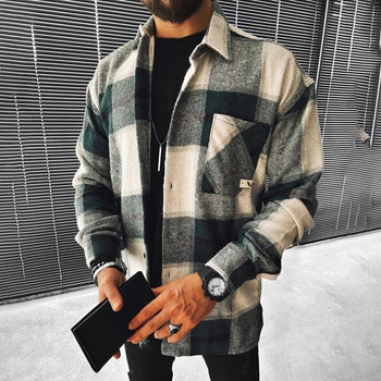 Fashion casual large plaid texture jacket