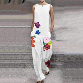 Neocozy  Sleeveless Creative Printed Casual Women's Jumpsuit