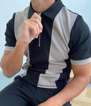 Herrington Puppytooth Contrast Polo Black