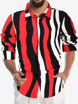 Mens Fashion Casual Printed Long Sleeve Shirt