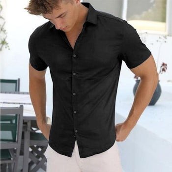 Tapmeo®  Mens Plain Slim Casual Short Sleeve Shirt