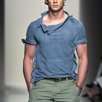 Men's Plain Asymmetric Fashion Short-sleeved T-shirt