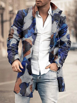 Mens Mid-Length Color Block Coat