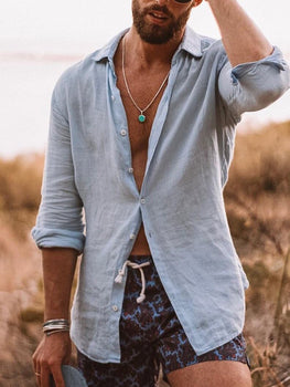 Casual Loose Long-sleeved Solid Color Shirt