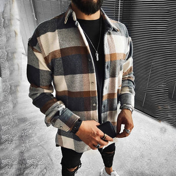 Casual fashion check texture jacket