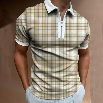 Plaid texture houndstooth polo shirt