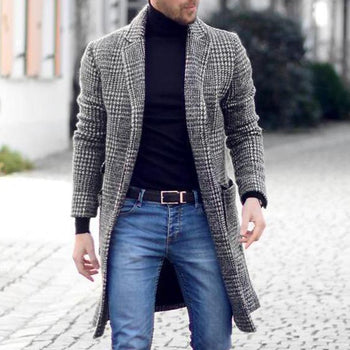 Retro Simple Plaid Woolen Coat