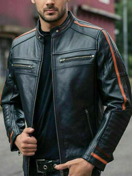Mens Mock Neck Motorcycle Jacket