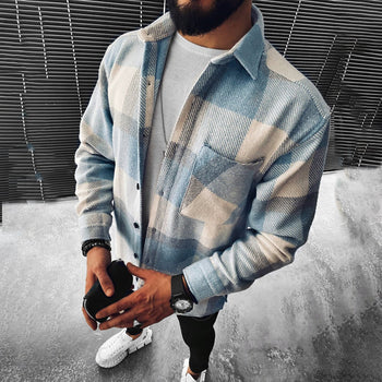 Casual Check Textured Long Sleeve Jacket