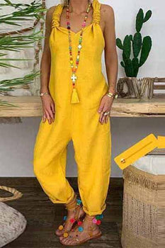 Casual Sleeveless Pure Colour Jumpsuit