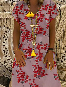 Floral Knee Length Short Sleeve Dress