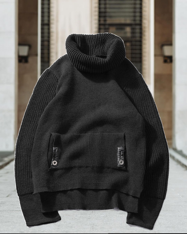 Men's Vintage High Neck Knitted Sweater
