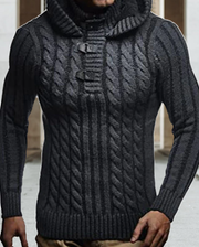 Men's Fashion Slim Stand Collar Hooded Sweater