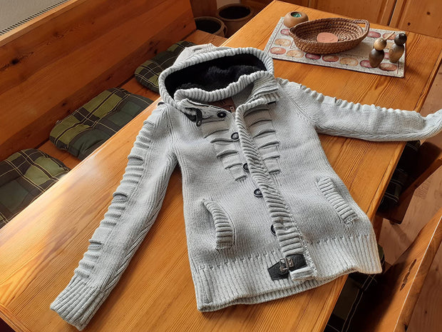 Men's Fashion Chic Plain Hooded Knit Jacket