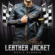 Men Stand-Collar Punk Motorcycle Leather Jacket