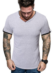 Mens V-Neck Slim Short Sleeve T-Shirt
