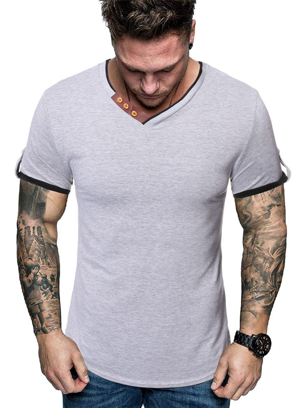 Mens V-Neck Slim Short Sleeve T-Shirt