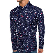 Men's Five-pointed Star Printed Long Sleeve Shirt