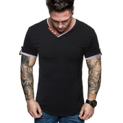Mens V-Neck Slim Short Sleeve T-Shirt