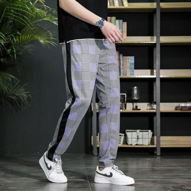 Men's Plaid Flower Casual Sports Pants