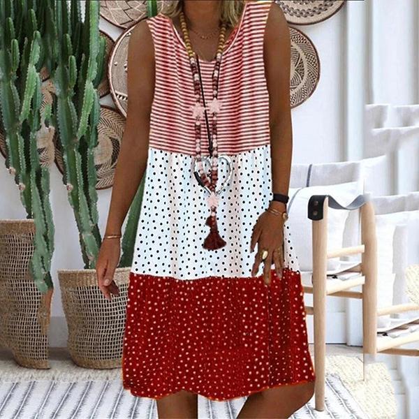 Sexy Printed Short-sleeved V-neck Medium and Long dress