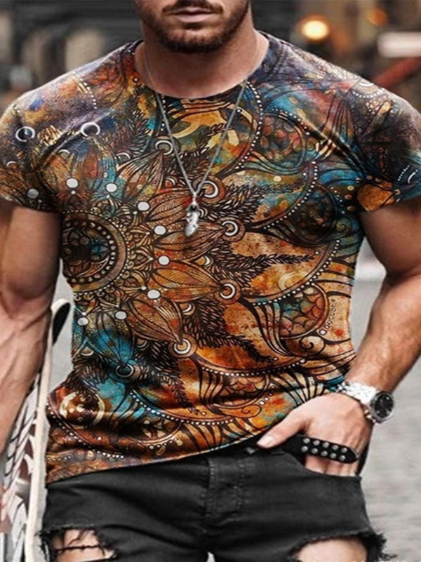 Mens Casual Short Sleeve Printed T-Shirt