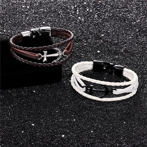 Vintage Anchor Multi-layer Personality Woven Men's Bracelet