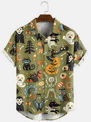 Hawaiian Lapel Print Casual Short-Sleeved Shirt