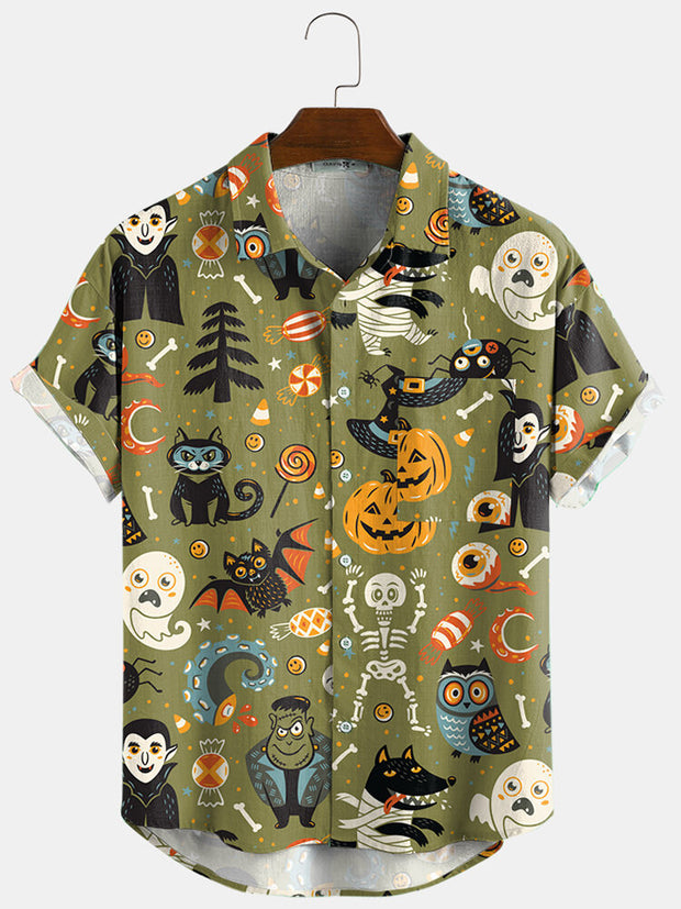 Hawaiian Lapel Print Casual Short-Sleeved Shirt