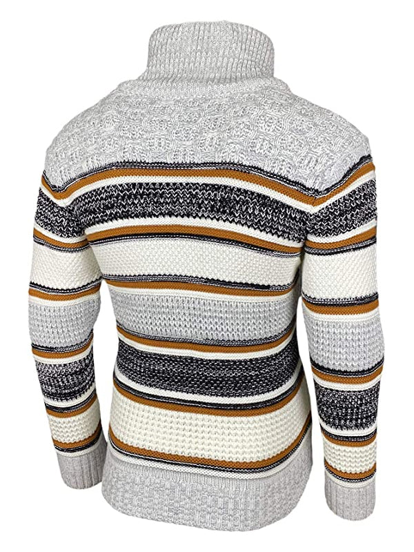 Mens Fashion Mixed Color Slim-Fit Zipper Sweater Coat