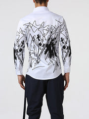 Fashion Mens Casual Long-Sleeved Floral Shirt