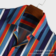 Fashion Striped Lapel Mens Beach Shirt