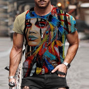 Mens Fashion Retro Casual Printed T-Shirt