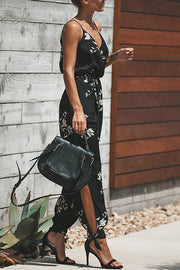 Ladies New Fashion Sexy Printed Halter V-neck Sling Jumpsuit