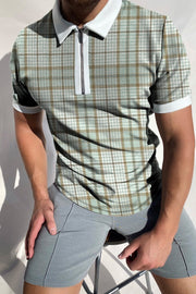 Plaid texture houndstooth polo shirt