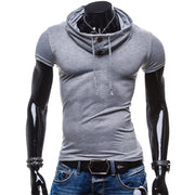 Mens Pile Collar Casual Slim Short Sleeve T-Shirt