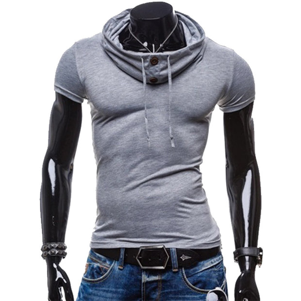 Mens Pile Collar Casual Slim Short Sleeve T-Shirt