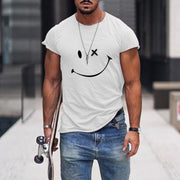 Mens smile round neck short sleeve T-shirt