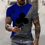 Fashion men’s color matching plum blossom A T-shirt