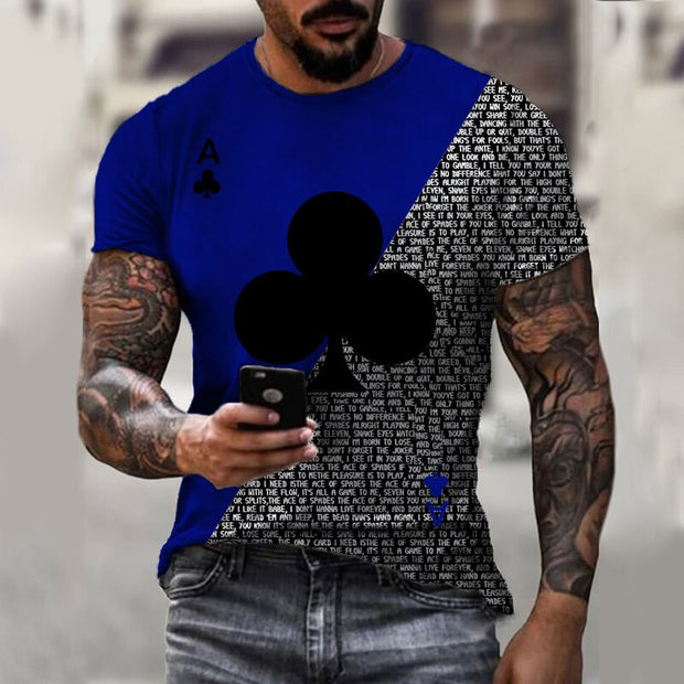 Fashion men’s color matching plum blossom A T-shirt
