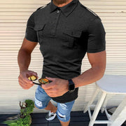 Men's Lapel Plain Short Sleeve Casual T-shirt