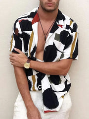 Fashion Mens Casual Short-Sleeved Floral Shirt
